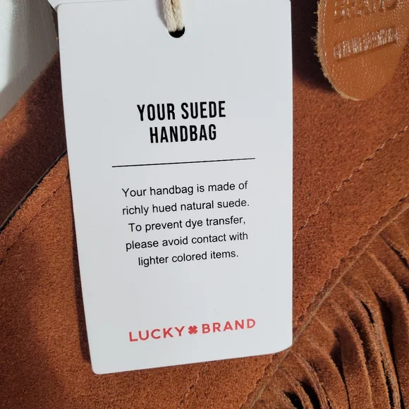 Lucky Brand Nyra Brown Fringe Suede Tote Bag NWT - Picture 5 of 9